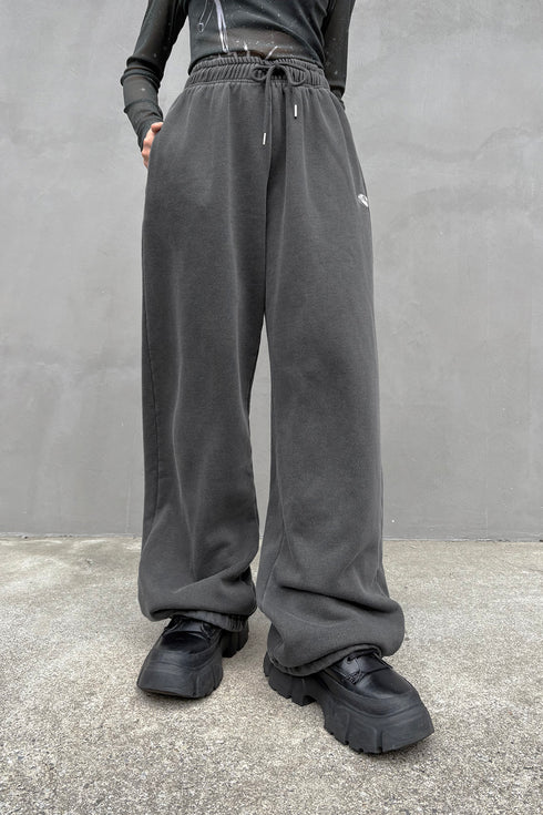 LOGO WASHED SWEAT PANTS -CHARCOAL-